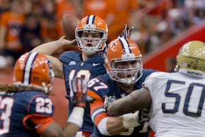 Ryan Nassib is in charge of leading Syracuse's ho-huddle offense. The up-tempo system has helped the Orange's offense become one of the best in the Big East.