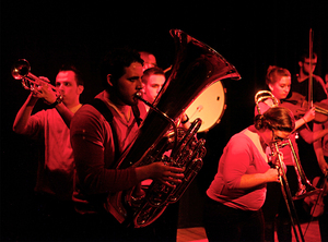 Guy Johanson plays the tuba in 