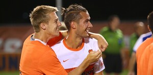 Syracuse ground out a 1-0 win over Hofstra, one of the teams that beat SU early last season. A Johannes Pieles (right) header gave the Orange the only goal in the game. 