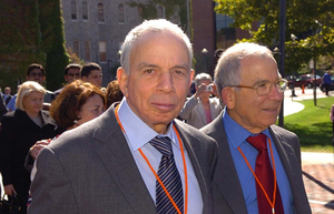 S.I. Newhouse (left) and his brother, Donald, attend the dedication of Newhouse 3 in September 2007.