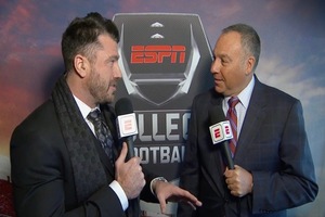 Bill Roth (right) travels to call college football and basketball games for ESPN, Westwood One and CBS, while also helping to create a Sports Media and Analytics major at Virginia Tech.