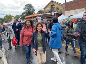 Governor Hochul made an appearance at the fair, walking in the parade and waving to the crowd.