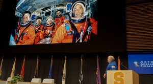 Fred Gregory, a board member of the Astronaut Scholarship Foundation, shares his experiences as an astronaut during a Tuesday afternoon event hosted at the National Veterans Resource Center. Gregory praised Syracuse University's newest Astronaut Scholars in the wake of more STEM investments by the university.