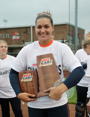 Jenna Caira's signature change-up helped make her the most decorated softball player in history, and the first to have her jersey retired