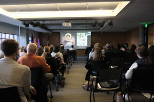 The symposium included several lectures and a panel, as well as an art exhibition at the Syracuse University Art Museum.