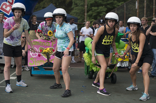 Teams wait at the starting line.