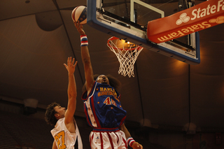 Moose shows off his jumping ability, reaching above the rim and finishing a layup in the second half. 