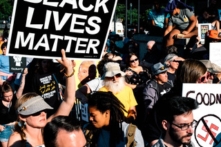 Various signs included many different sayings, people and symbols. 