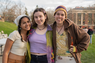 A portrait of ESF students Ana Isabel Lebron (left), Hannah Helfert and Sophia Mitchell at Quadstock.